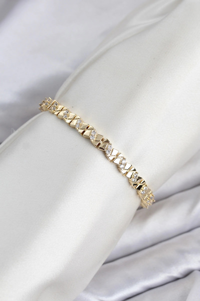 SORA GROUP Cm Model Zircon Stone Vip Series Gold Color Brass Women's Bracelet