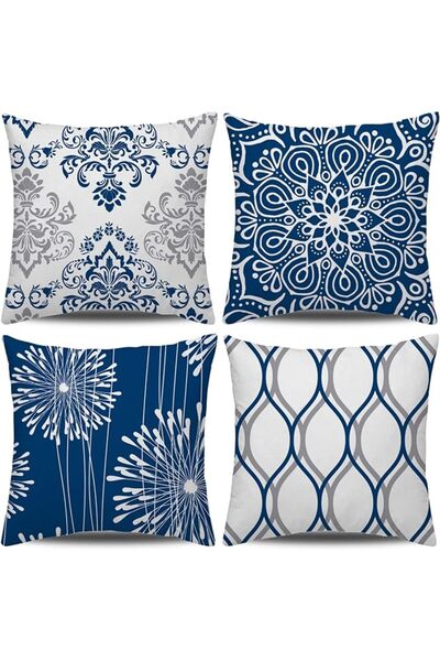 Paporich 4 Pack Decorative Throw Pillow Covers, 18x18 Grey and White Modern S...