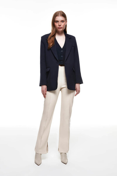 Quzu Lacivert Kadın Blazer Ceket 50873