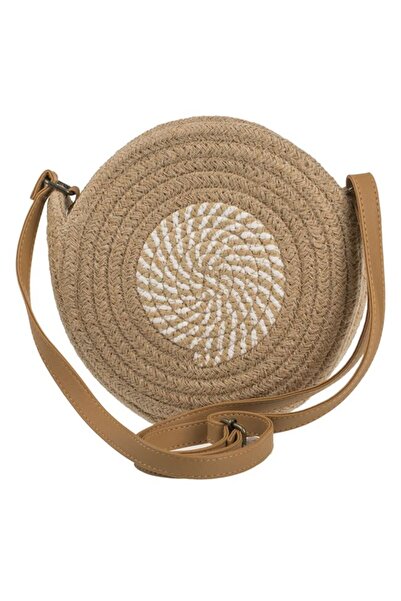 OEM Geanta Cross-Body de Vara Bej Rotunda Pentru Femei 21x4cm