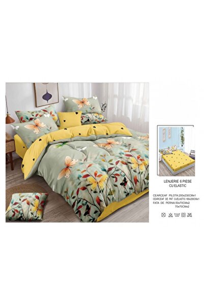 Edormitor Set de lenjerie de pat Finet 6 piese, Cearșaf cu elastic 180 x 200 ...