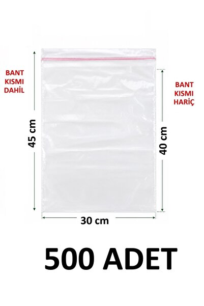 MTKardeşler 500 Pieces 30X40 +5 cm Transparent Nylon Bags with Polyethylene T...
