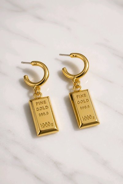mosmoda Gold Külçe Sallantılı Küpe,
