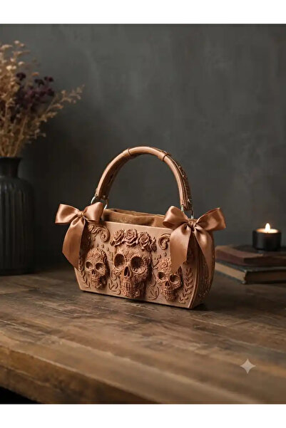 Verda Desing 3D Printing 3 Skulls Light Brown Color Design Women's Bag – Spec...