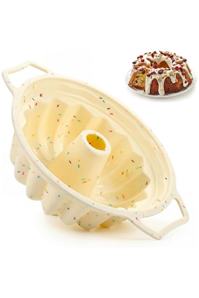 Generic 10.2 Inch Structure Fluted Cake Pan with Metal Reinforced Frame, Sili...