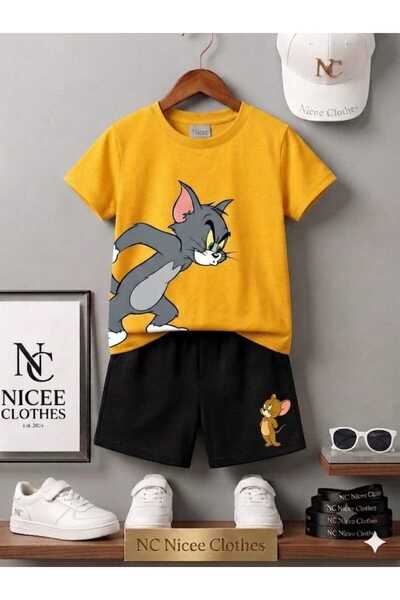 Leto Lykia Summer Children's T-Shirt Shorts Unisex (Tom Angry Jery Printed)