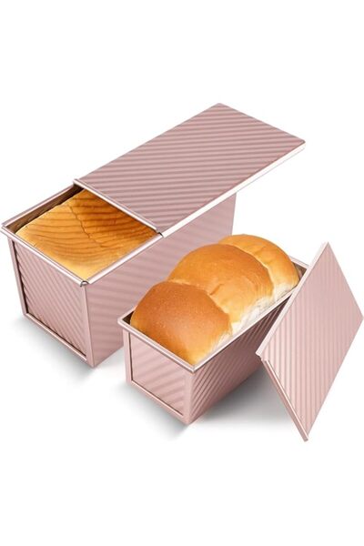 Generic 2 Pack Pullman Loaf Pan with Lid, Premium Non-Stick Sandwich Bread Lo...