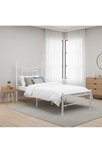 Palma homez سرير حديد مفرد أبيض سم بتصميم عصري وهيكل معدني متين