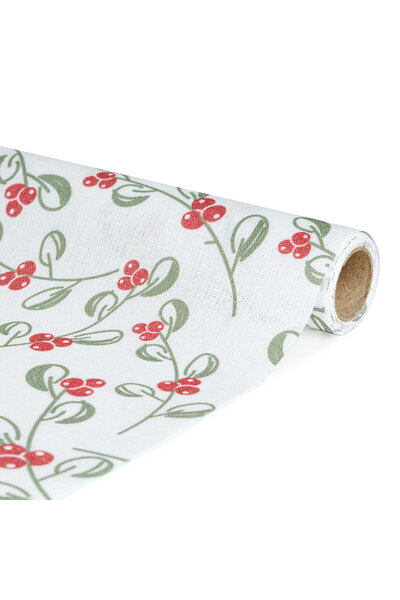 Alista Home Decorative table runner, 180x28 cm, mistletoe pattern white backg...