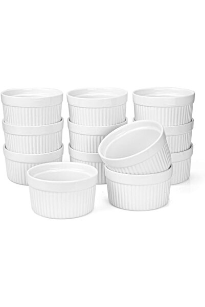 Generic Foraineam Set of 12 Pcs 6 oz Porcelain Souffle Dishes, White Ramekins...