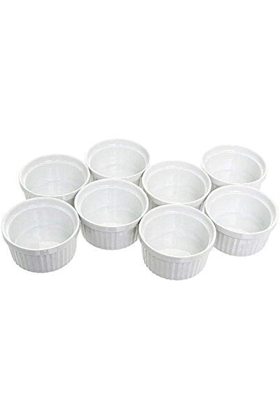 Generic Set of 8 Bakeware Set White Porcelain Baking Cups for Pudding Creme B...