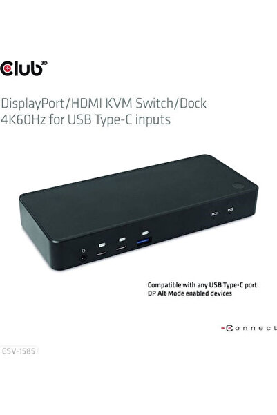 Other Club3D CSV-1585 Διακόπτης KVM και Δεδομένων με DisplayPort HDMI USB