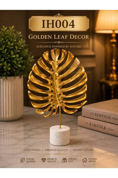 unbranded DECORATIVE GOLDEN LEAF FOR OFFICE , HALL, LIVING ROOM- 2 PCS SET