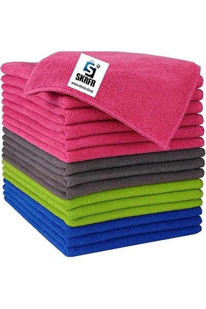 SKAFA 12 Pcs | Microfiber Cleaning Cloth | 40 X 30 CM Ultra Absorbent Towels ...