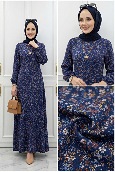HANEDAN TESETTÜR A-Cut Viscosa Fabric Crinkle Patterned Tunic Dress