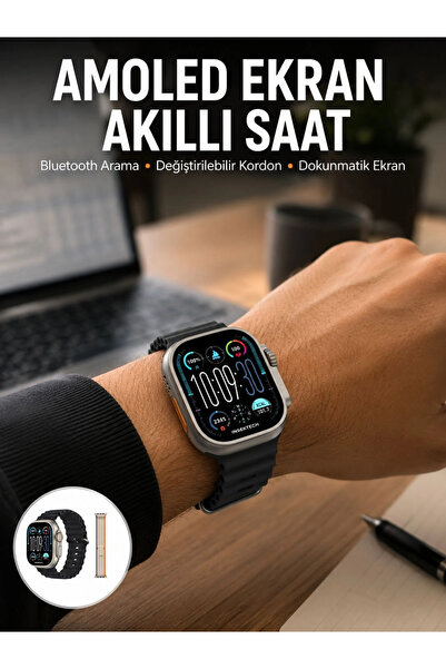 49mm Akıllı Saat Amoled Ekranlı Kadın Erkek Kol Saati Plastik Kordon Yeni Nesil