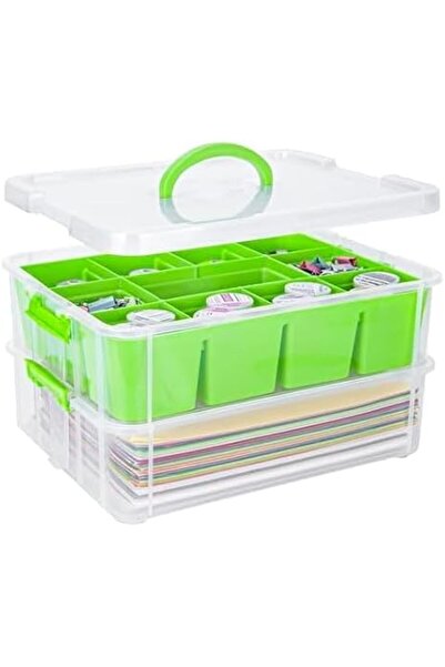 KASTWAVE Plastic Storage Containers with Removable Tray, 2 Layer Stackable & ...