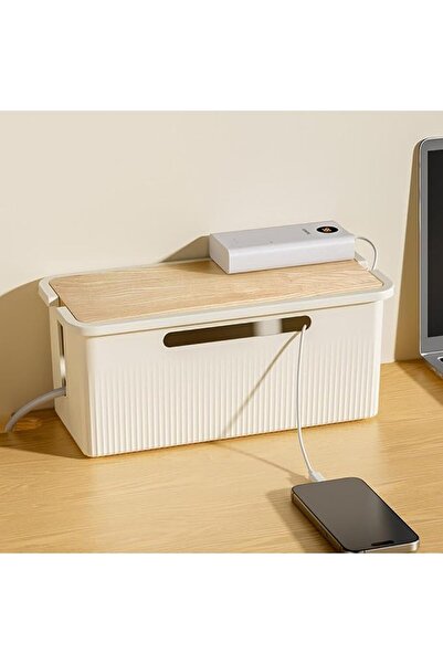 GENERAL Cable Management Box,Desk Cord Organizer with Lid,Storage Organizer f...