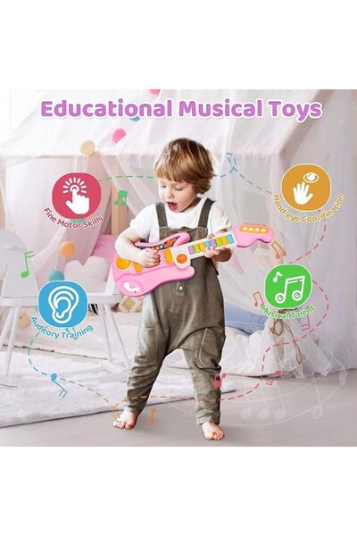 Soofam Kids Guitar, 2 in 1 Musical Instruments for Kids Piano Toddler Toy Ele...