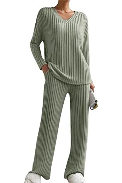 SHEKINI Womens Pyjamas Set Nightwear Ladies Ribbed Lounge Wear Sets for Women...