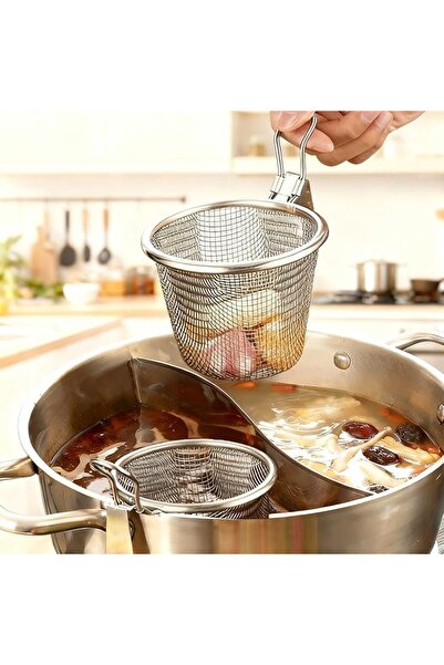 Goodern 2 Pcs Stainless Steel Pasta Baskets,Mesh Spider Food Noodle Strainer ...