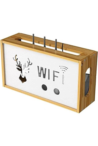 Yelajoy Wall Mount Wooden Router Shelf, WiFi Router Storage Box Organizer, Mo...