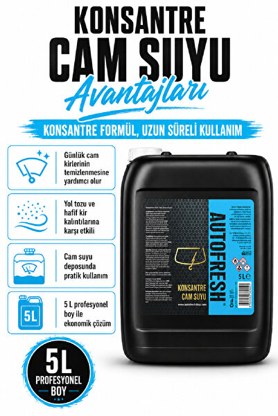 AutoFresh ARAÇ KONSANTRE CAM SUYU 5 LT SüNGER HEDİYELİ