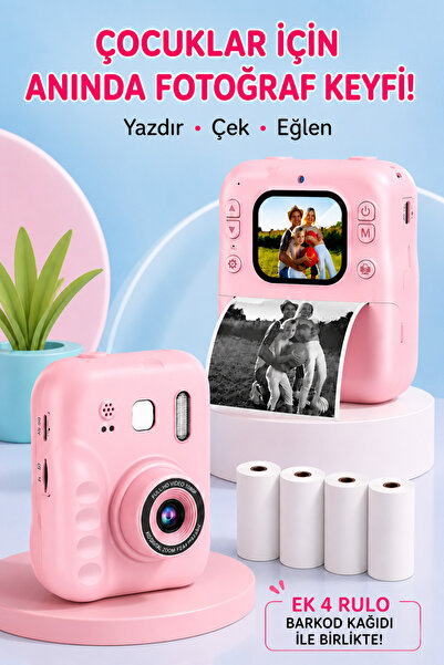 Abbruch Çocuklar İçin Anında Baskı Yapan Dijital Fotoğraf Makinesi – IPS Ekra...