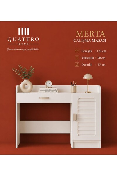 QUATTRO HOME Merta Çalışma Masası – Modern Tasarım, MDF Gövde, Geniş Çalışma ...