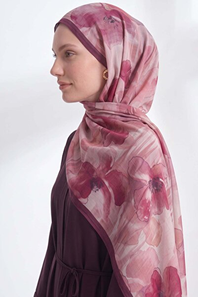 Salih Çelebi Ahenk Flower Pattern Naida Shawl 4086 - Mürdüm