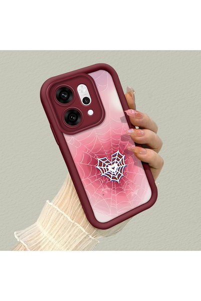CHICASELUX Oppo Reno14 Pro Compatible Pink Gradient Heart Spider Web Pattern ...