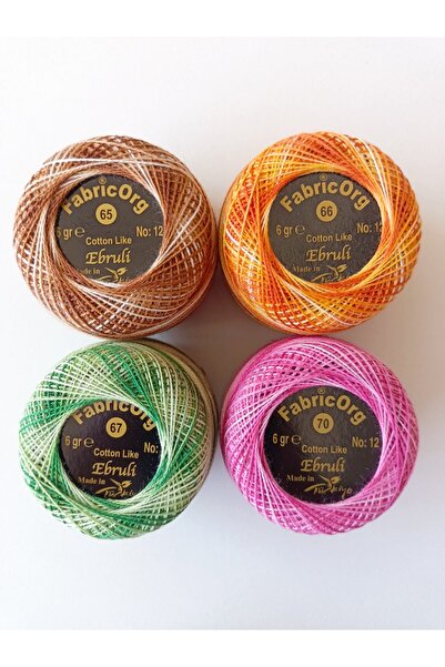 fabricorg No:12 Cotton Like Ebruli Etamin - Kanaviçe 4'lü Iplik Seti-1 (6 Gr)