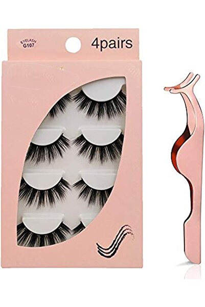 SWIUKPHE 4 Pairs 3D Faux Eyelash Set – Reusable Long Thick Handmade, Hypoalle...