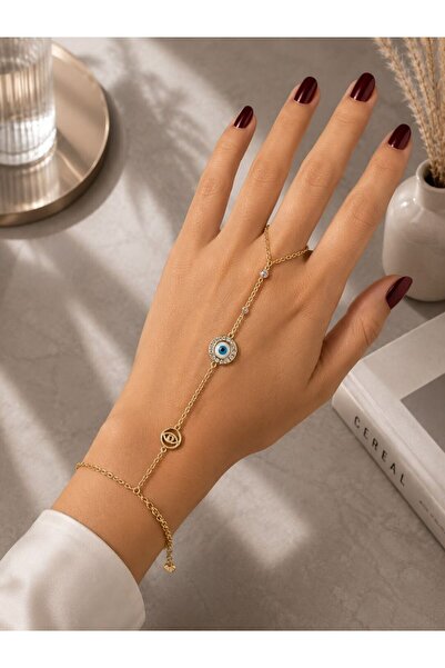 MARE BUTİK Nazar Boncuklu Şahmeran Steel Bracelet – Gold