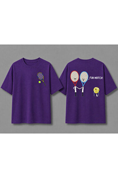 VODEXA Tricou unisex supradimensionat cu imprimeu tenis, 100% bumbac, cu tema...