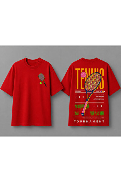 VODEXA Unisex Oversize Tennis Printed T-Shirt 100% Cotton Tennis Themed Comfo...