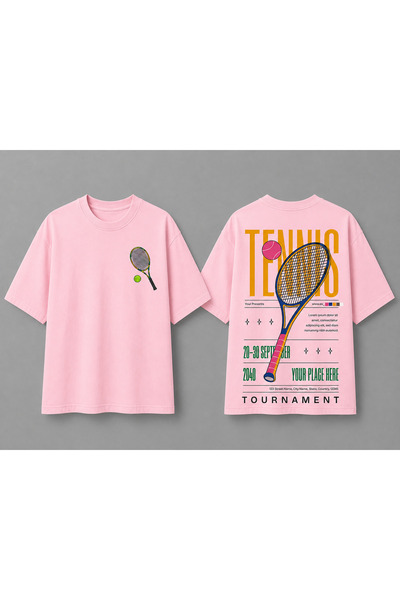 VODEXA Unisex Oversize Tennis Printed T-Shirt 100% Cotton Tennis Themed Comfo...