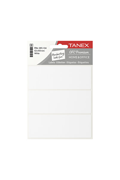 Tanex Self-Adhesive Labels, 52 X 100 Mm, 80 Pcs/Set, Tanex, White