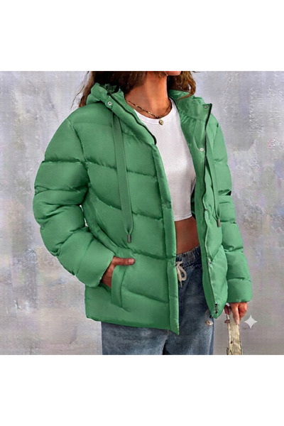 ladyzey Women's Pistachio Green Hooded Puffer Coat