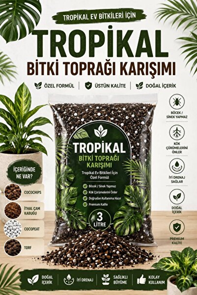 NEXVORİA Tropikal Bitki Toprağı Karışımı 3 Litre – Monstera, Antoryum, Alocas...