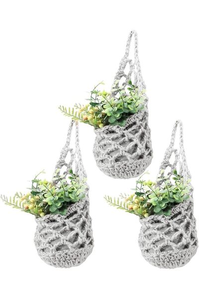 Generic Plant Macrame Hanger | Breathable Hand-Woven Net | Boho Cotton Rope C...