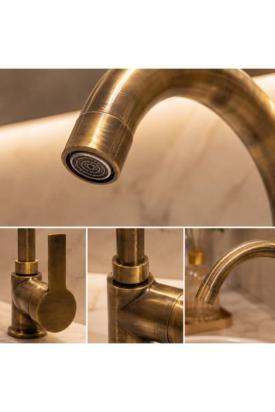 CEKO ARMATÜR Antique Washbasin Faucet 360 °   Rotating Pipe Antique Color Modern Design