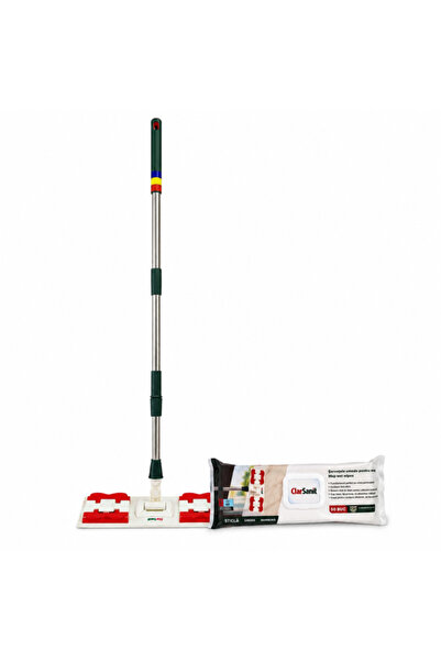 clarsanit Set Mop cu 50 Servetele Umede Incluse, Click & Clean, Curatare fara...