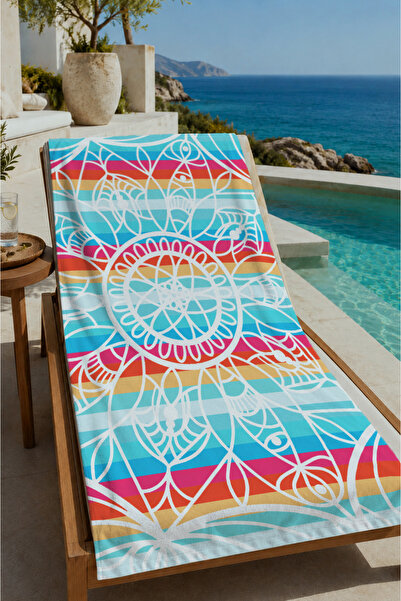 Evmila Colorful Bohemian Mandala Geometric Patterned 70X150 Beach Towel - Cot...