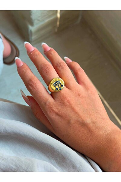 ANKA JEWELLRY Steel Women's Ring – Gold Stylish Design with Blue Stone Sun Motif
