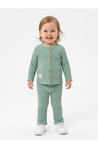 Kids Kingdom Cotton Button Detailed Ribbed 2-Piece Baby Girl Set