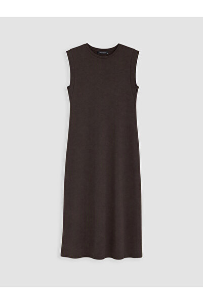 LC Waikiki Brown Crew Neck Soft Touch Dress