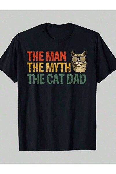 NOURAM Man, Myth, The Dad, Cat Daddy Vintage 220g 100% Cotton T-Shirt Camiset...