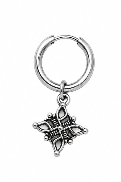 Blisse Piercing Unisex Silver Color Steel Dangle Authentic Celtic Motif Hoop ...