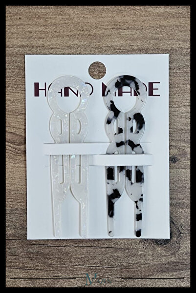 MAZEN 2 Adet Yuvarlak Model Hairpin Saç Topuz Tokası Çubuk Toka Siyah Beyaz 11 cm